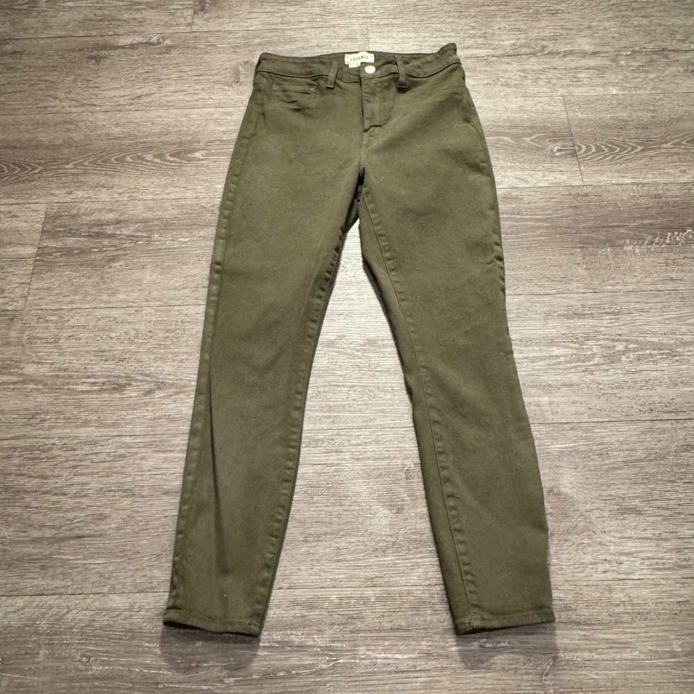 L'AGENCE Marguerite Jeans Womens 28 Green Waxed Cotton Skinny High Rise 26x24